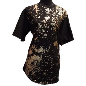 Rocawear Black and Gold Splatter Women's Top Size Medium!